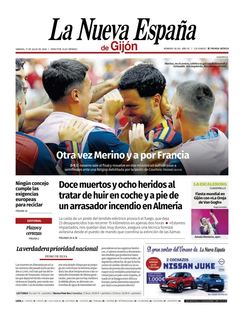 Portada de La Nueva España (Gijón)