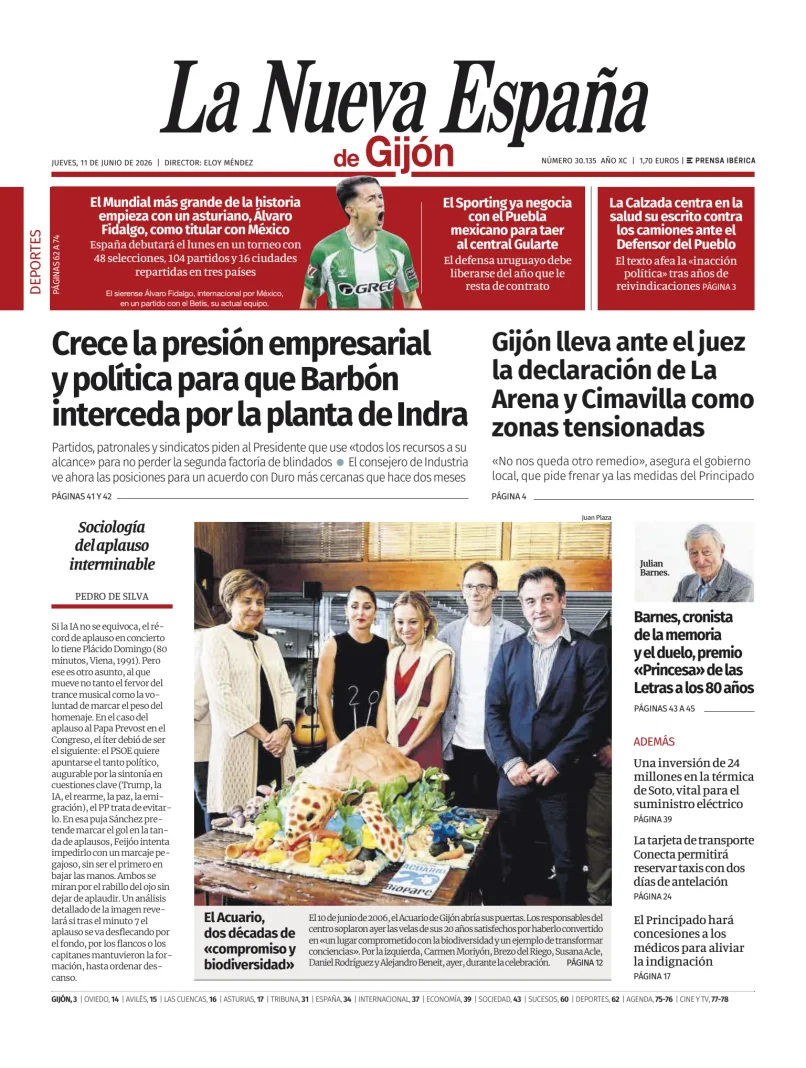 Portada de La Nueva España (Gijón)