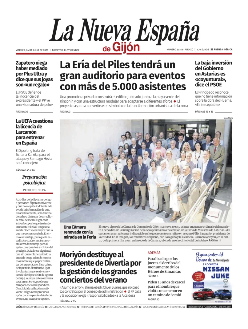 Portada de La Nueva España (Gijón)