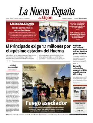 Portada de La Nueva España (Gijón), 25 de julio de 2026