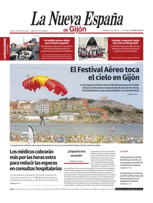 Portada de La Nueva España (Gijón), 27 de julio de 2026