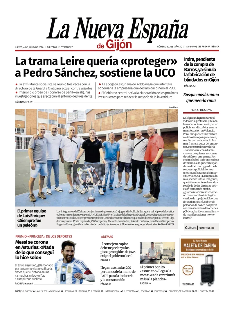 Portada de La Nueva España (Gijón)