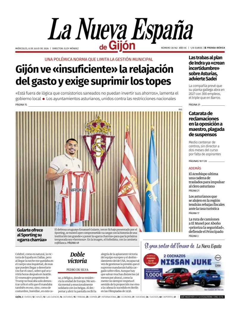 Portada de La Nueva España (Gijón)