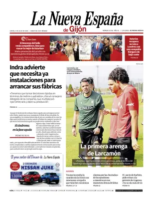 Portada de La Nueva España (Gijón), 9 de julio de 2026