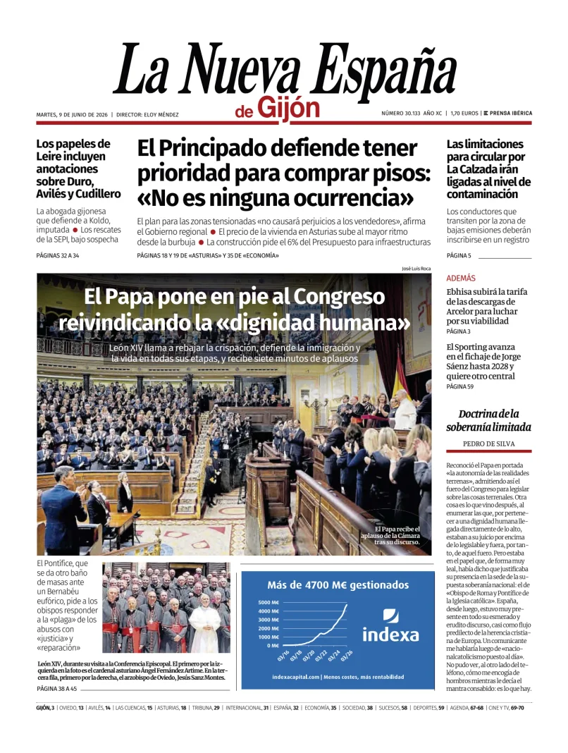 Portada de La Nueva España (Gijón)