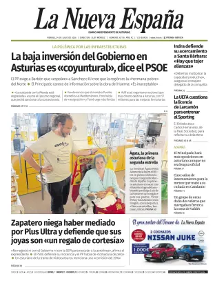 Portada de La Nueva España (Occidente), 24 de julio de 2026
