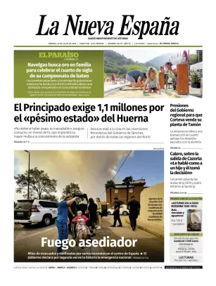 Portada de La Nueva España (Occidente), 25 de julio de 2026