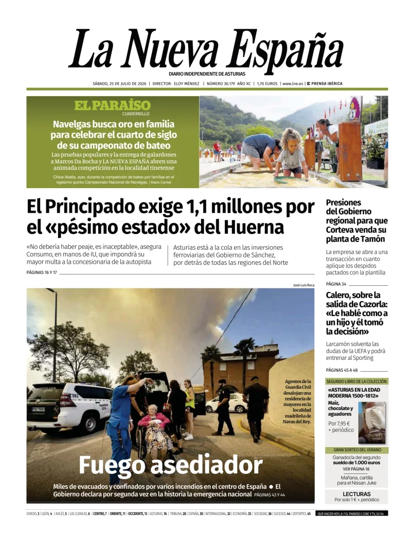 Portada de La Nueva España (Occidente)