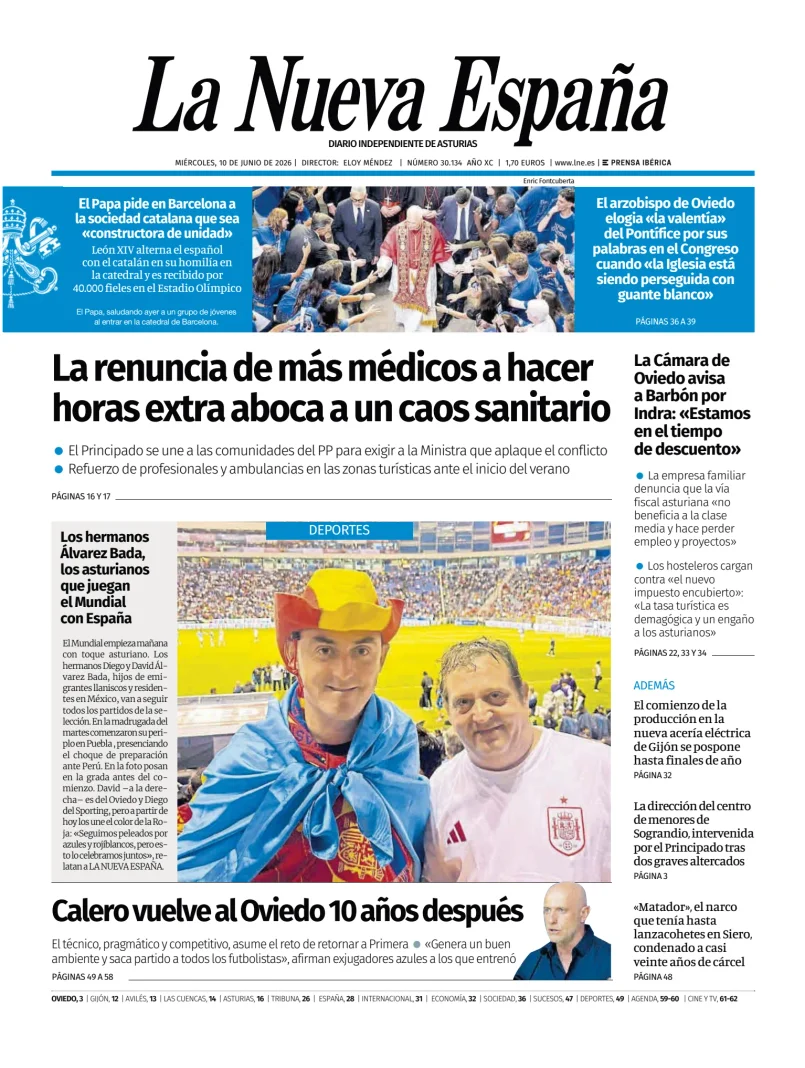 Portada de La Nueva España (Oviedo)