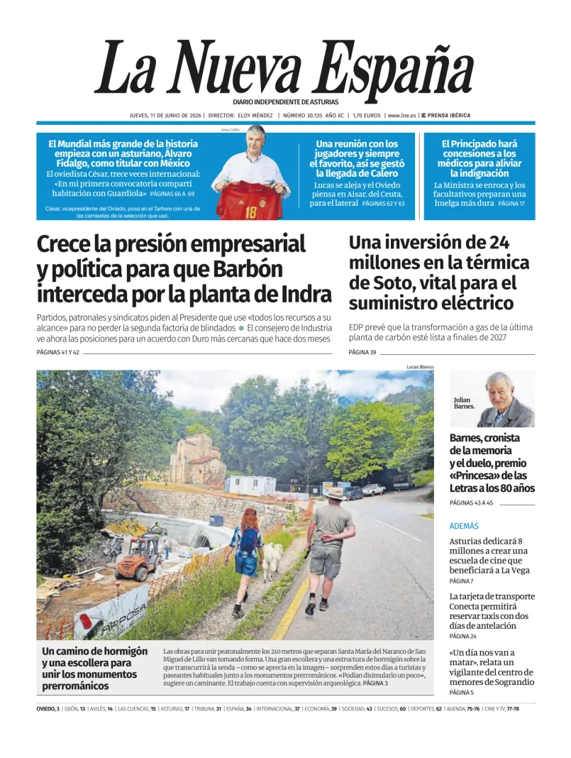 Portada de La Nueva España (Oviedo)