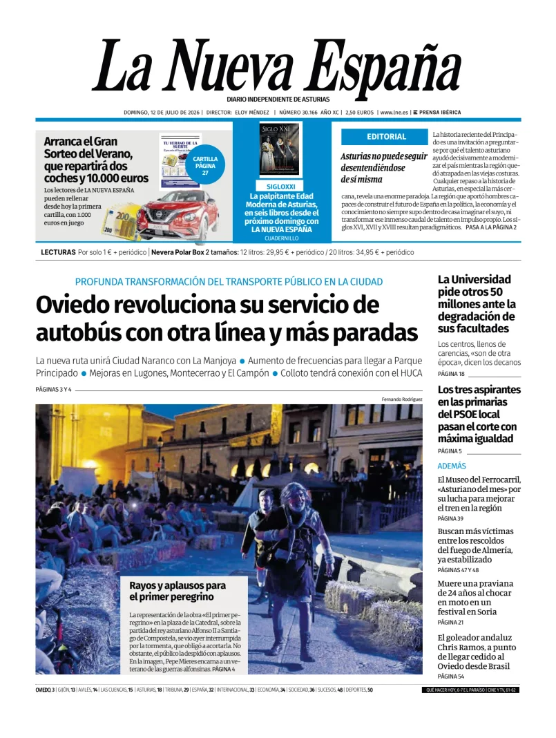 Portada de La Nueva España (Oviedo)
