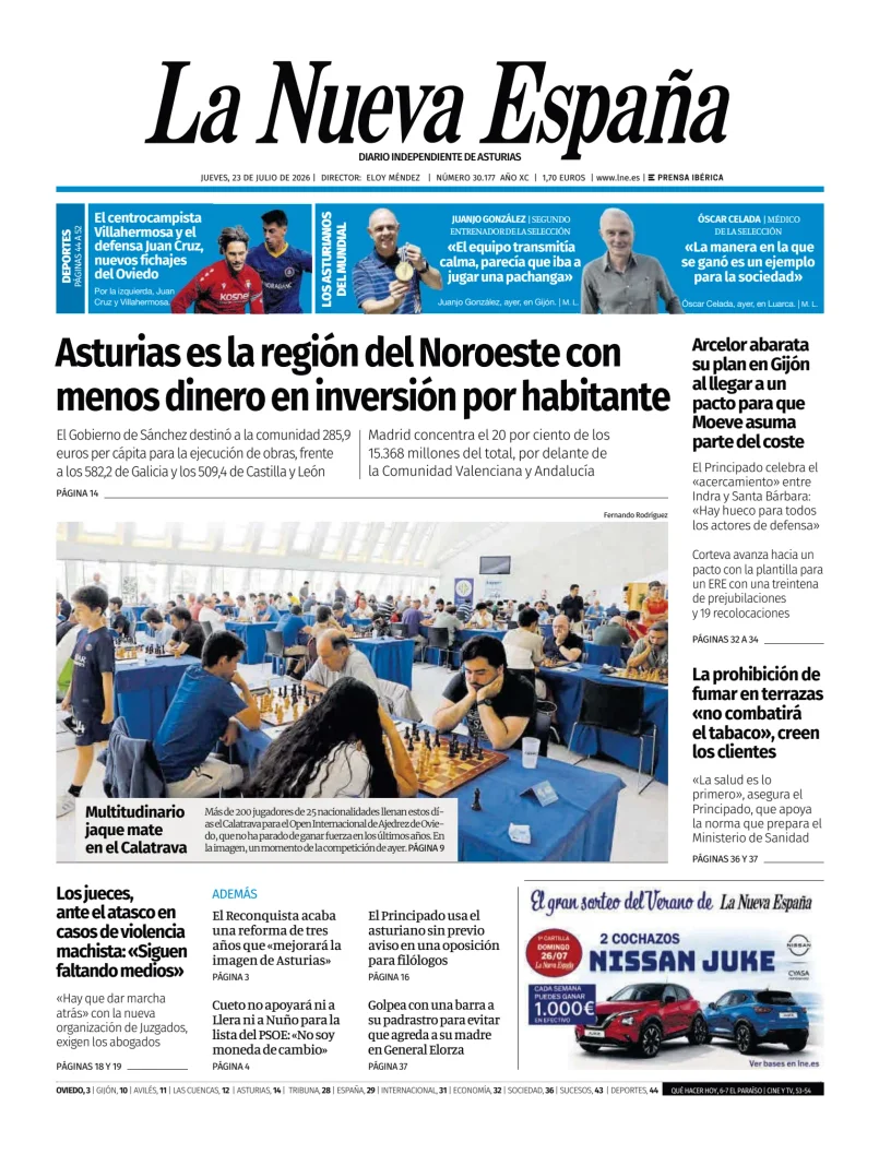 Portada de La Nueva España (Oviedo)