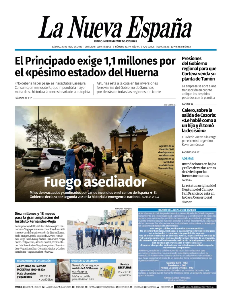 Portada de La Nueva España (Oviedo)