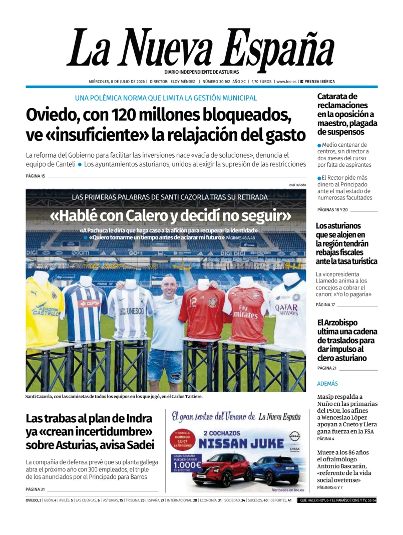 Portada de La Nueva España (Oviedo)