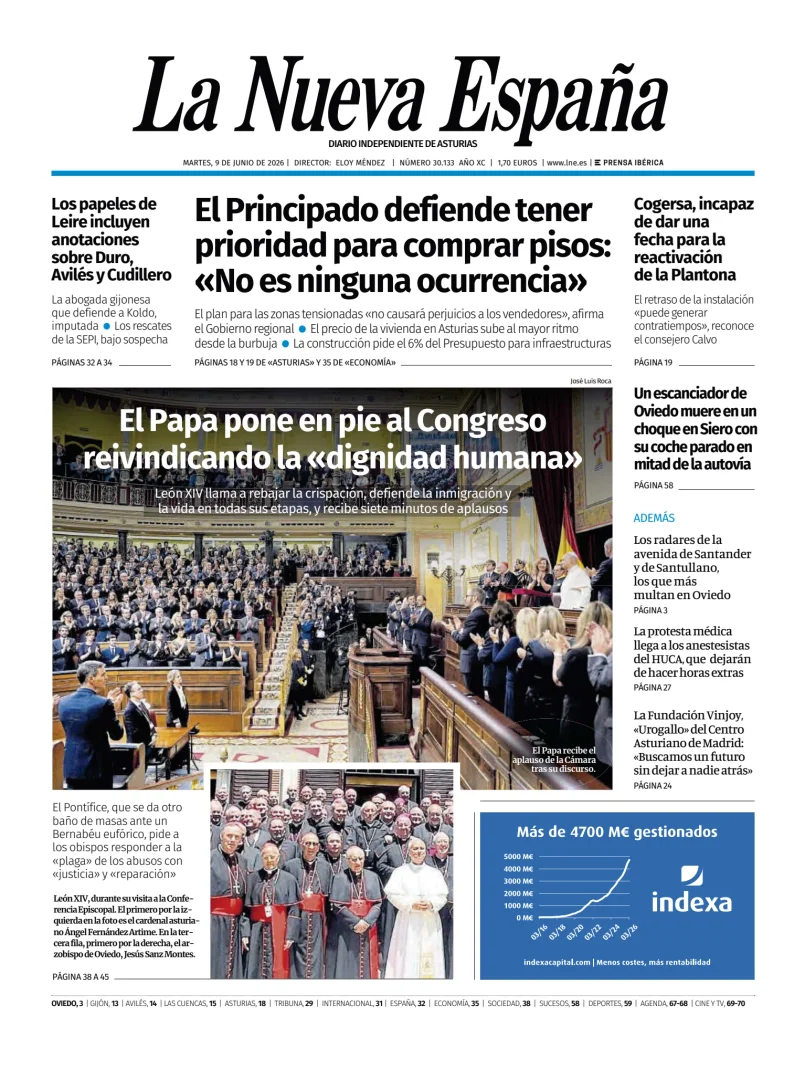 Portada de La Nueva España (Oviedo)