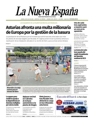 Portada de La Nueva España, 10 de julio de 2026