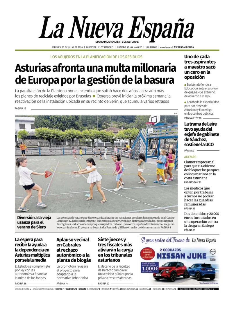 Portada de La Nueva España
