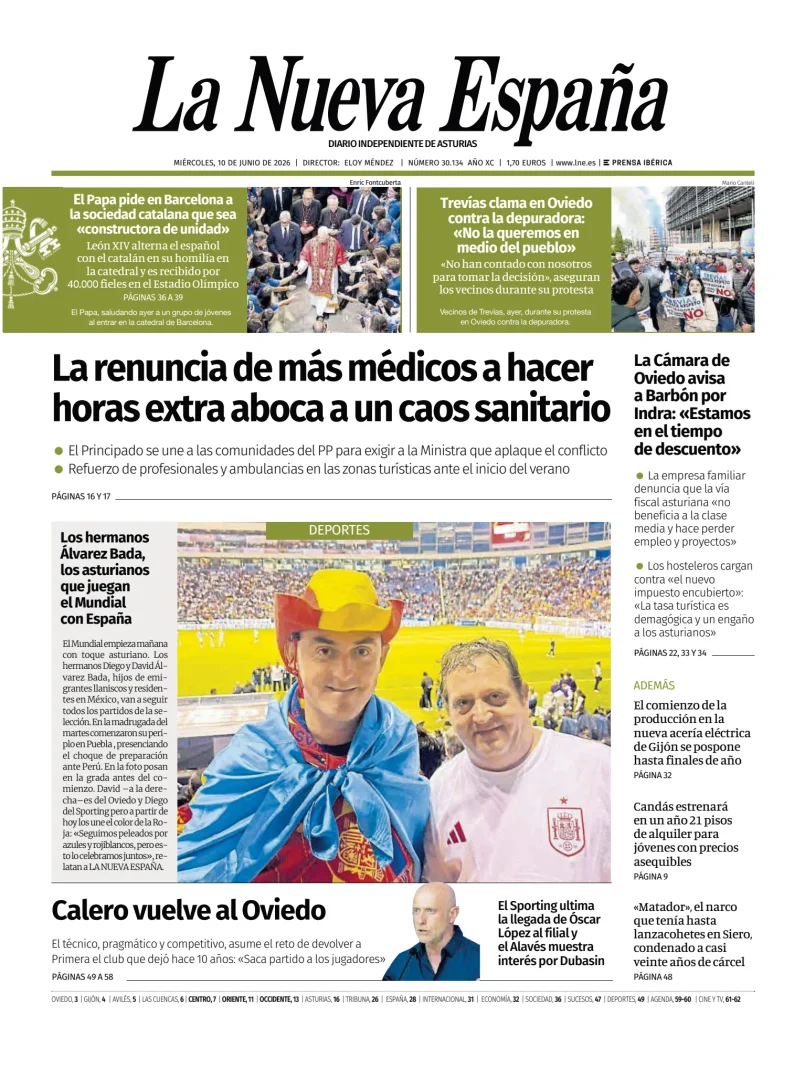 Portada de La Nueva España