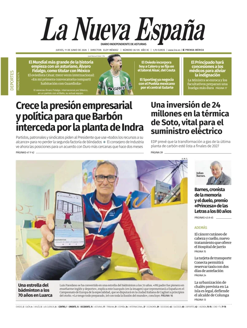 Portada de La Nueva España