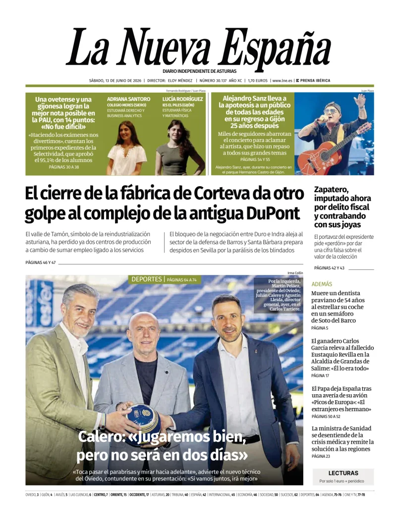 Portada de La Nueva España