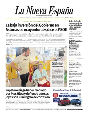 Portada de La Nueva España, 24 de julio de 2026