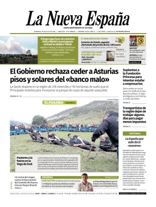 Portada de La Nueva España, 26 de julio de 2026