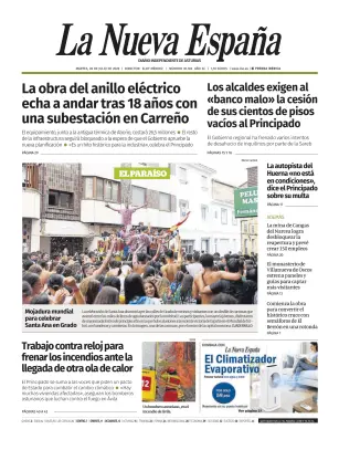 Portada de La Nueva España, 28 de julio de 2026