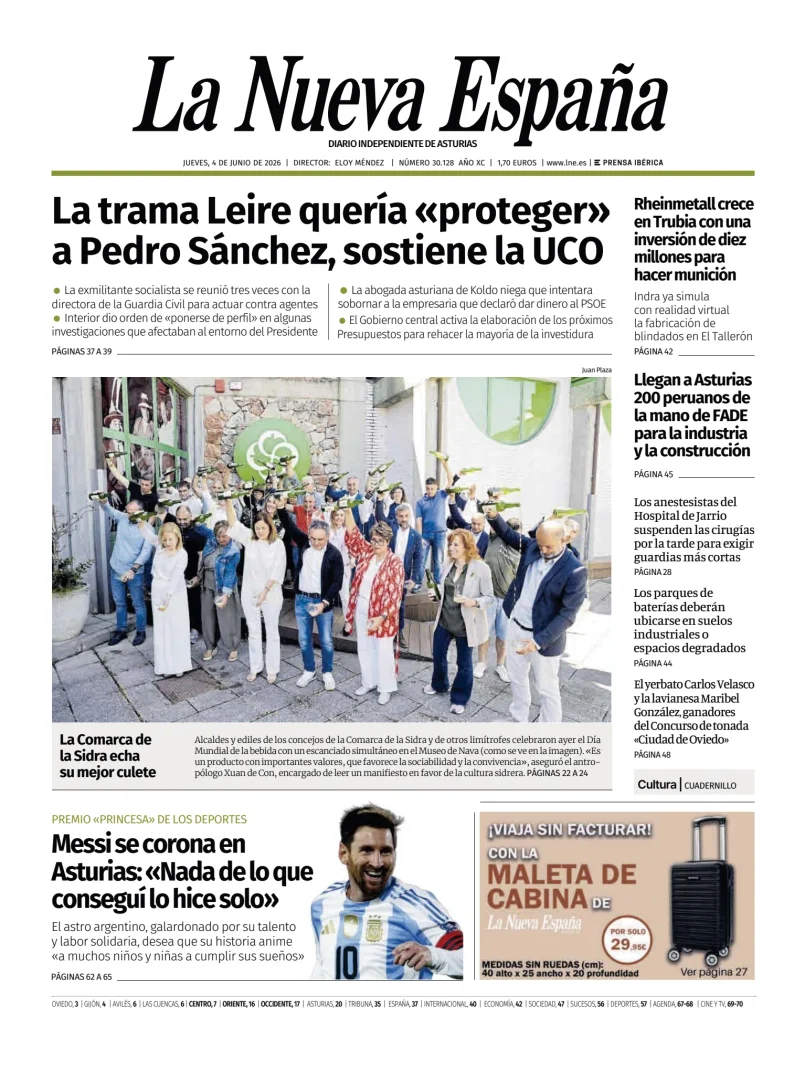 Portada de La Nueva España