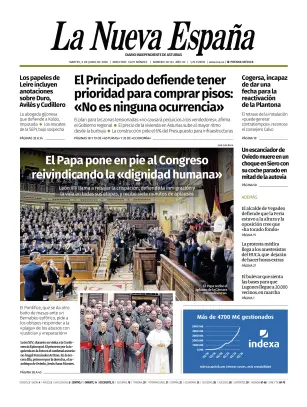 Portada de La Nueva España, 9 de junio de 2026