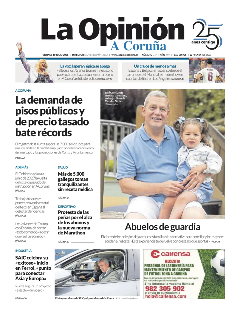 Portada de La Opinion de A Coruña
