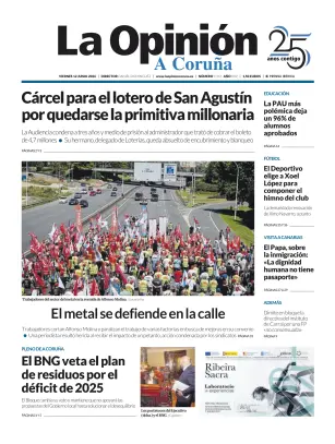 Portada de La Opinion de A Coruña, 12 de junio de 2026