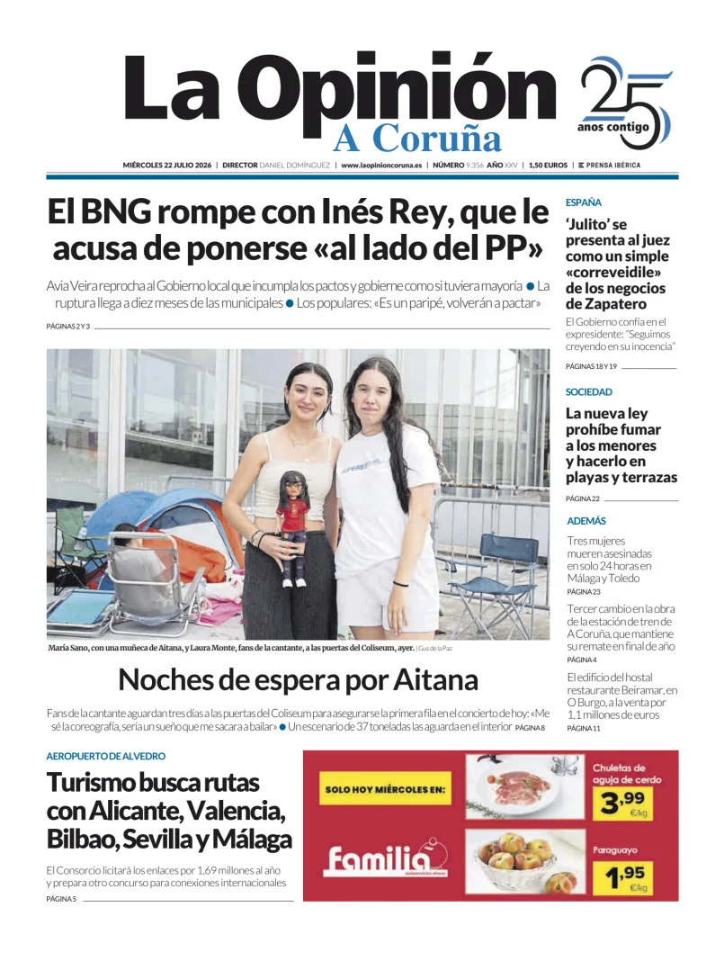 Portada de La Opinion de A Coruña