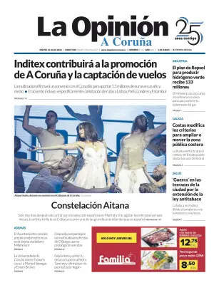 Portada de La Opinion de A Coruña, 23 de julio de 2026
