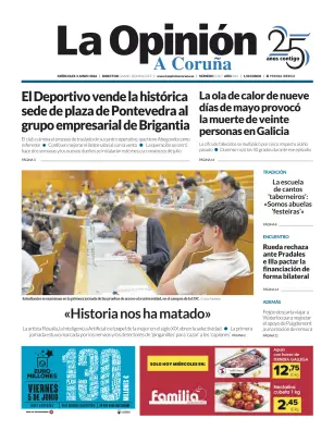 Portada de La Opinion de A Coruña, 3 de junio de 2026