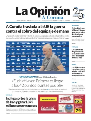 Portada de La Opinion de A Coruña, 4 de junio de 2026