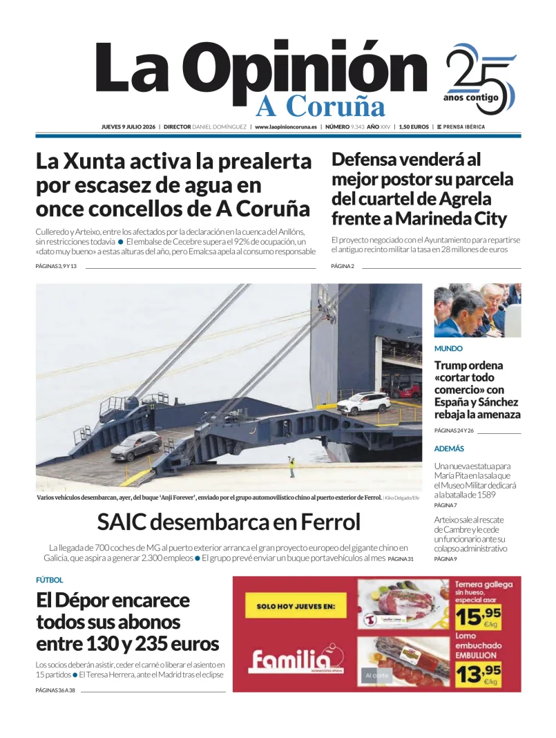 Portada de La Opinion de A Coruña