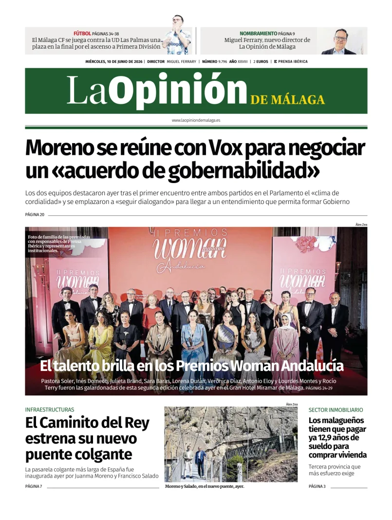 Portada de La Opinión de Málaga