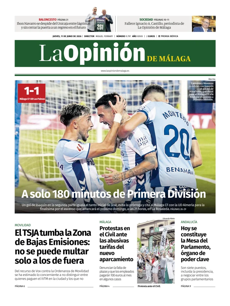 Portada de La Opinión de Málaga