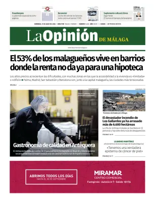 Portada de La Opinión de Málaga, 12 de julio de 2026