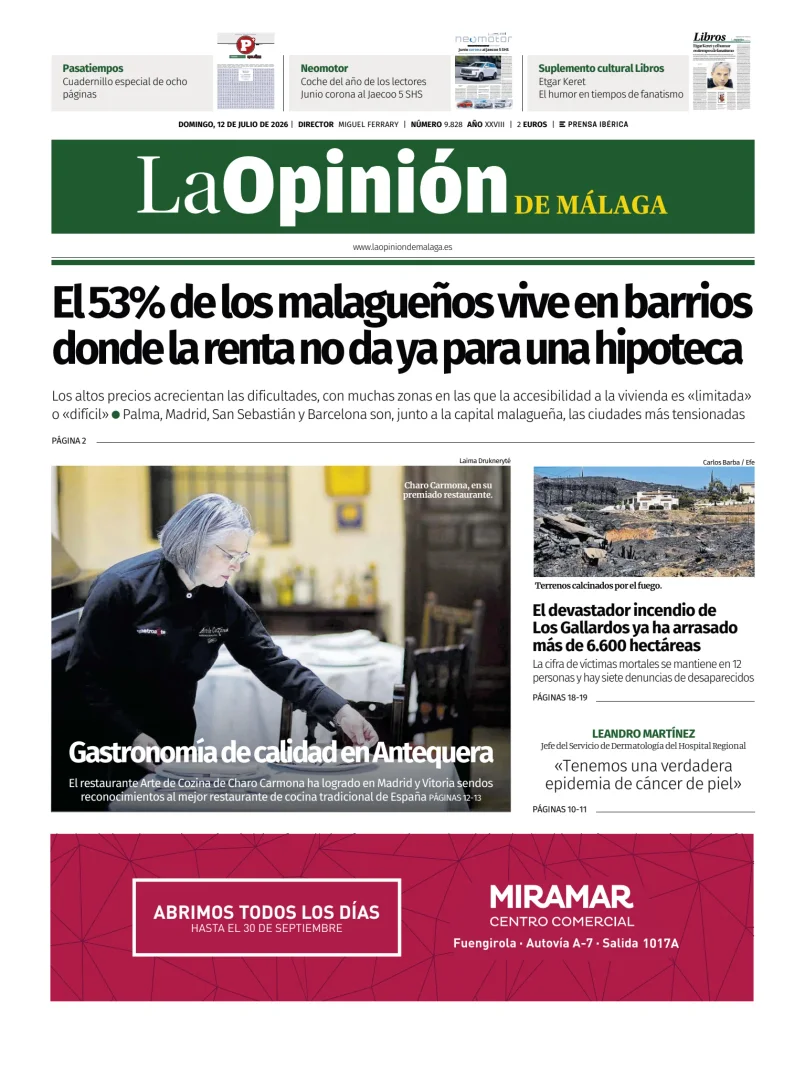 Portada de La Opinión de Málaga