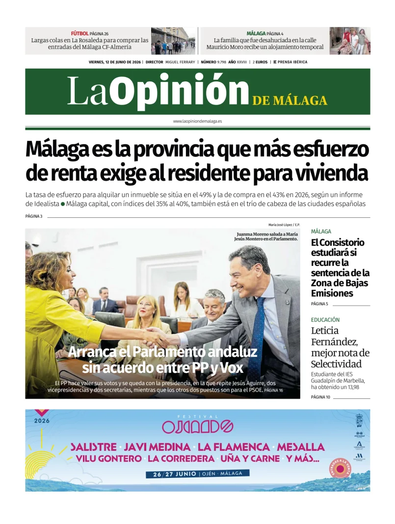 Portada de La Opinión de Málaga