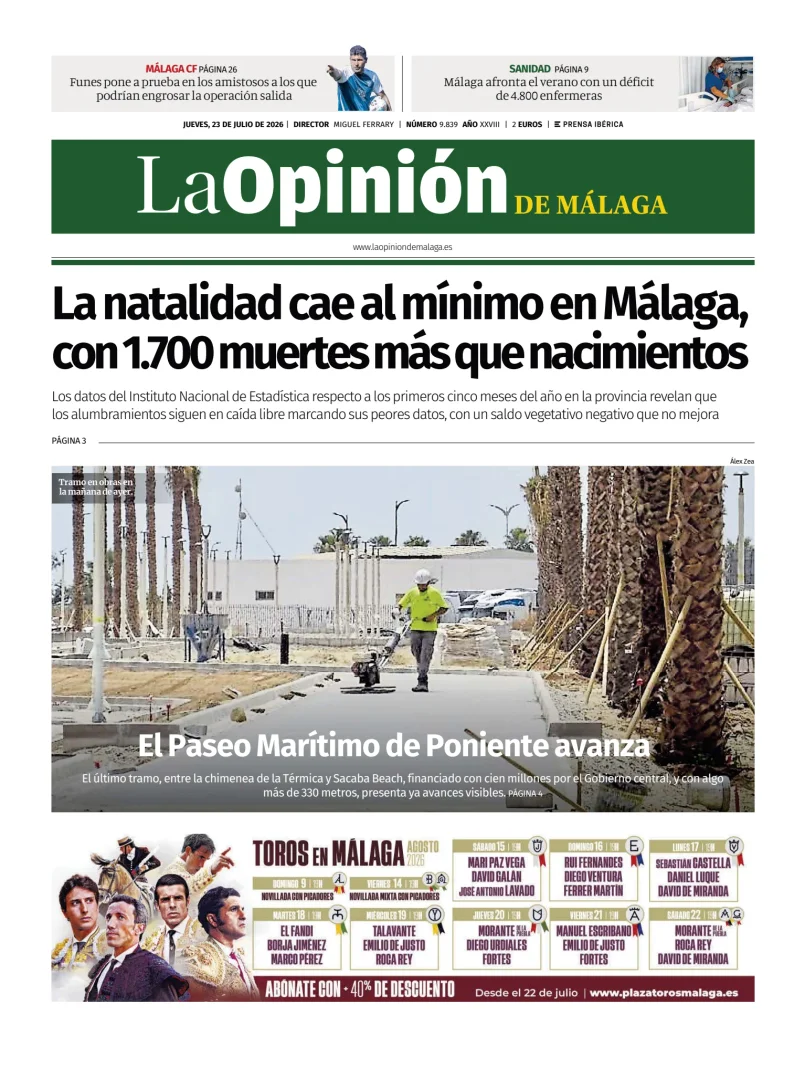 Portada de La Opinión de Málaga