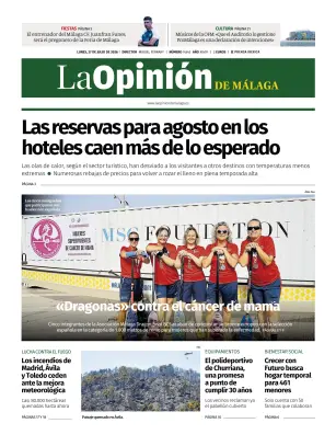 Portada de La Opinión de Málaga, 27 de julio de 2026