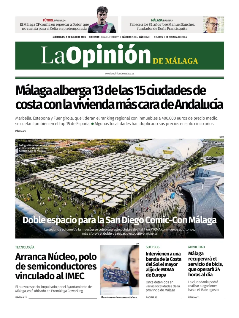 Portada de La Opinión de Málaga