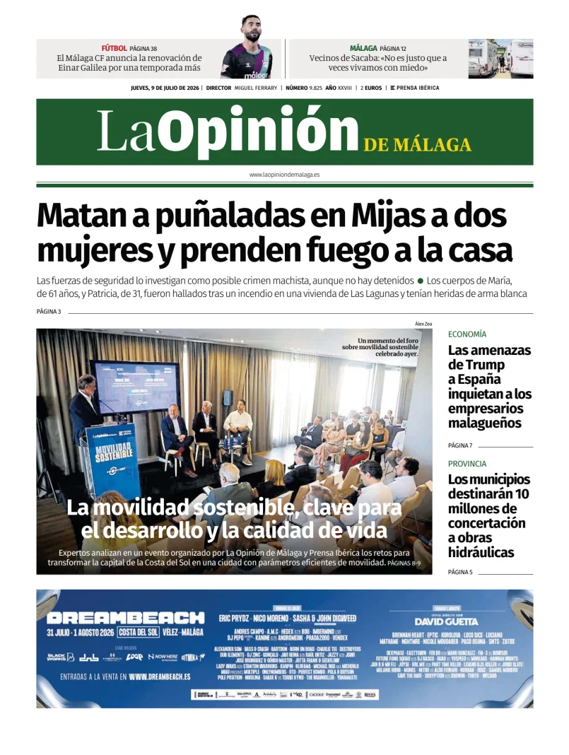 Portada de La Opinión de Málaga