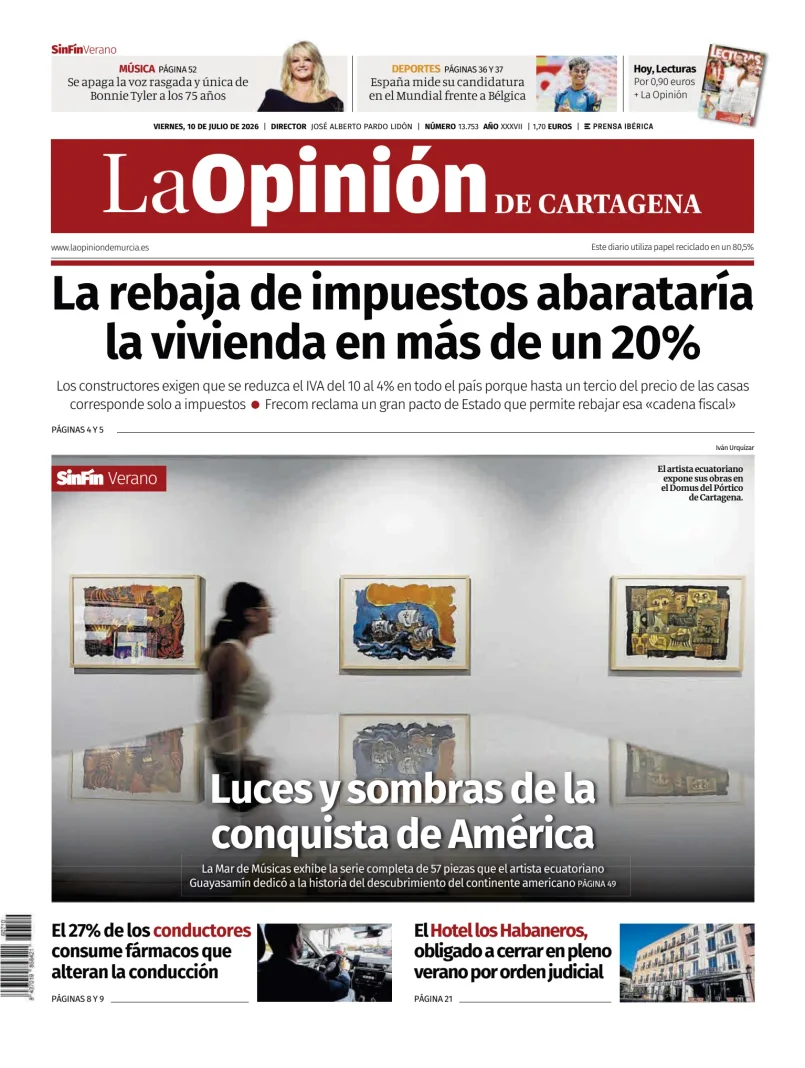 Portada de La Opinion de Murcia (Cartagena)