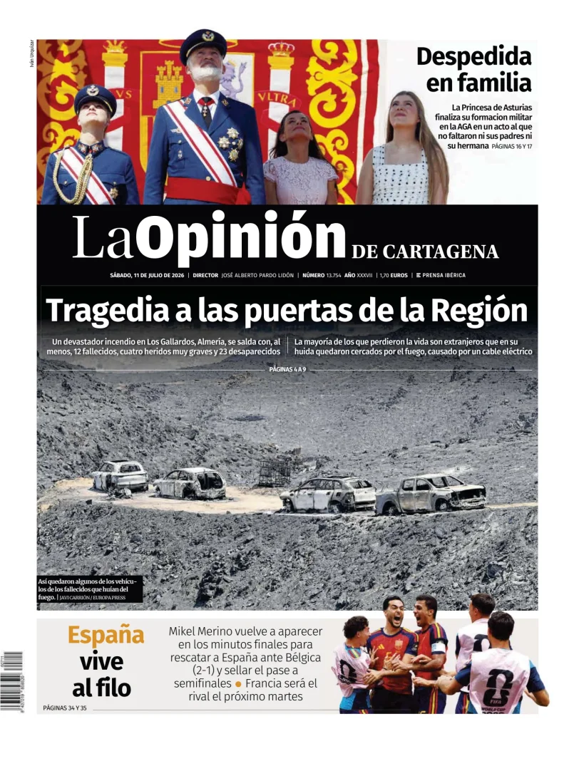 Portada de La Opinion de Murcia (Cartagena)
