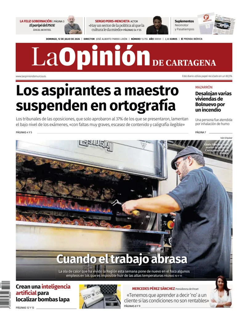 Portada de La Opinion de Murcia (Cartagena)