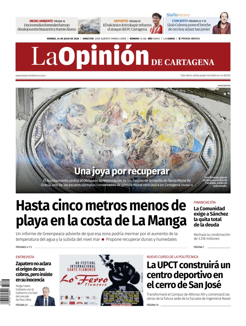 Portada de La Opinion de Murcia (Cartagena)