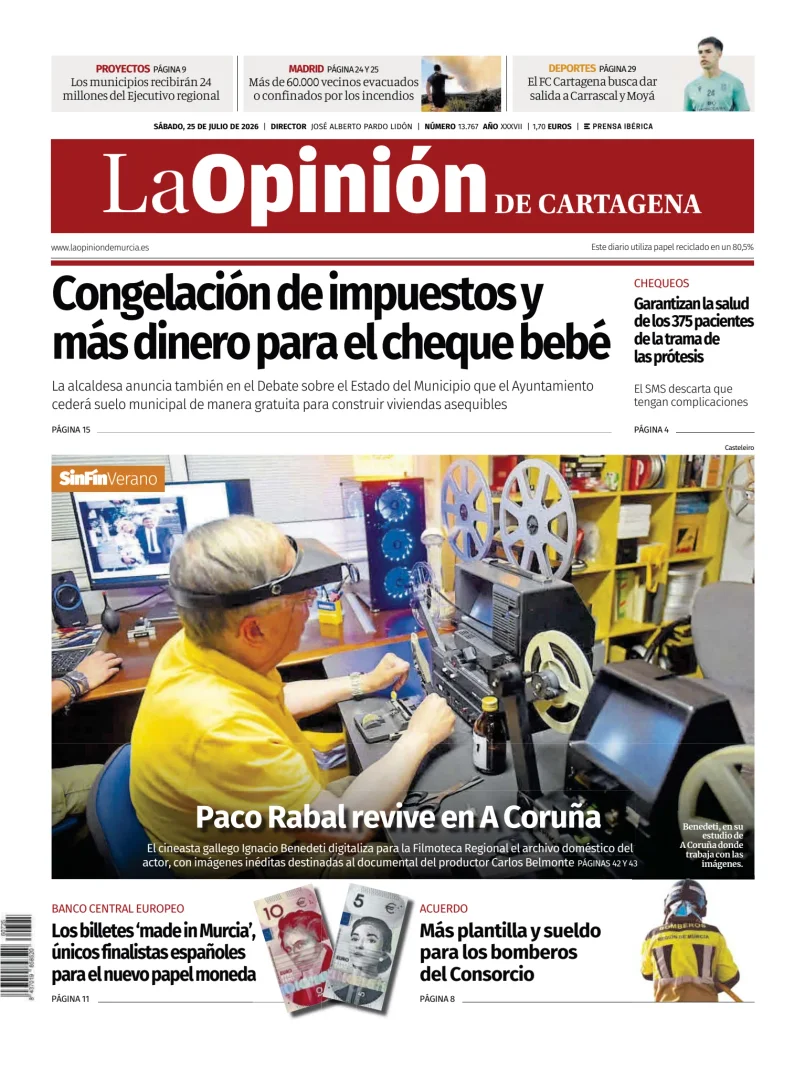 Portada de La Opinion de Murcia (Cartagena)